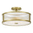 Millennium Ardezia 3Lt Semi Flush Mount, Brass/Clear Ribbed