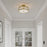 Millennium Ardezia 3Lt Semi Flush Mount, Brass/Clear Ribbed
