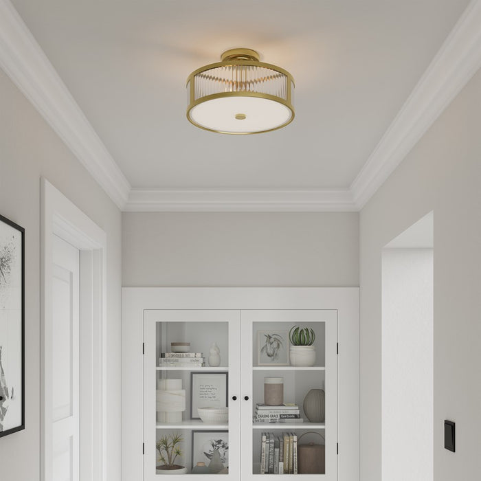 Millennium Ardezia 3Lt Semi Flush Mount, Brass/Clear Ribbed