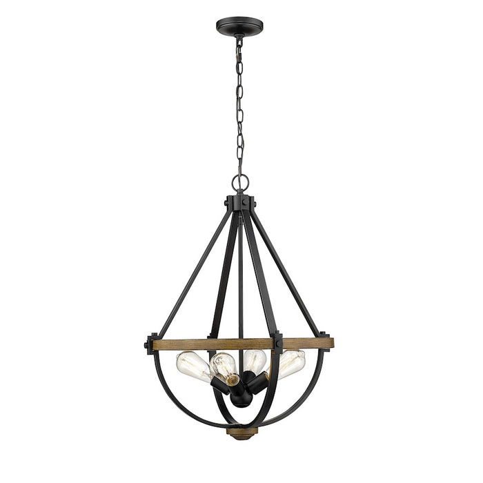 Millennium Ellijay 4 Light 25.5" Pendant, Matte Black/Wood Tone