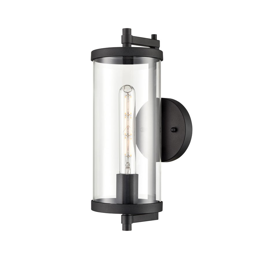 Millennium Lighting Beckham 1Lt 14" Outdoor Sconce, Black/Clear - 240001-TBK