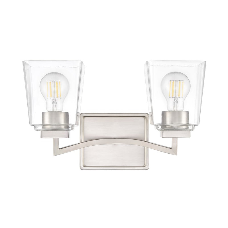 Millennium Lighting Avenna 2Lt 15" Vanity, Nickel/Clear Square