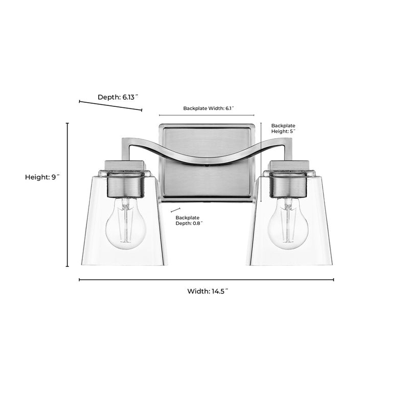 Millennium Lighting Avenna 2Lt Vanity, Modern Gold/Clear