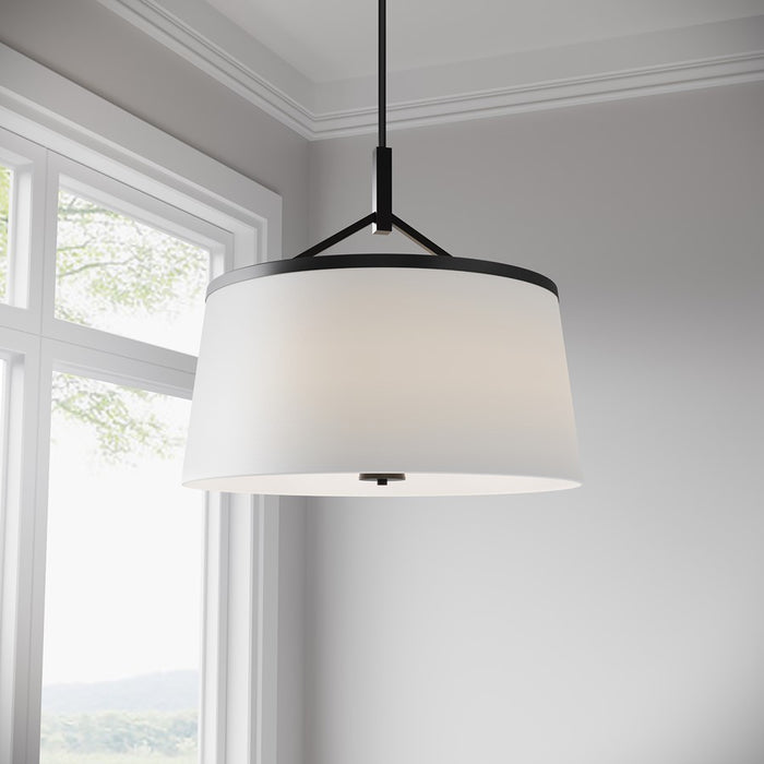 Millennium Lighting Montrine 6Lt Pendant, Matte Black/White
