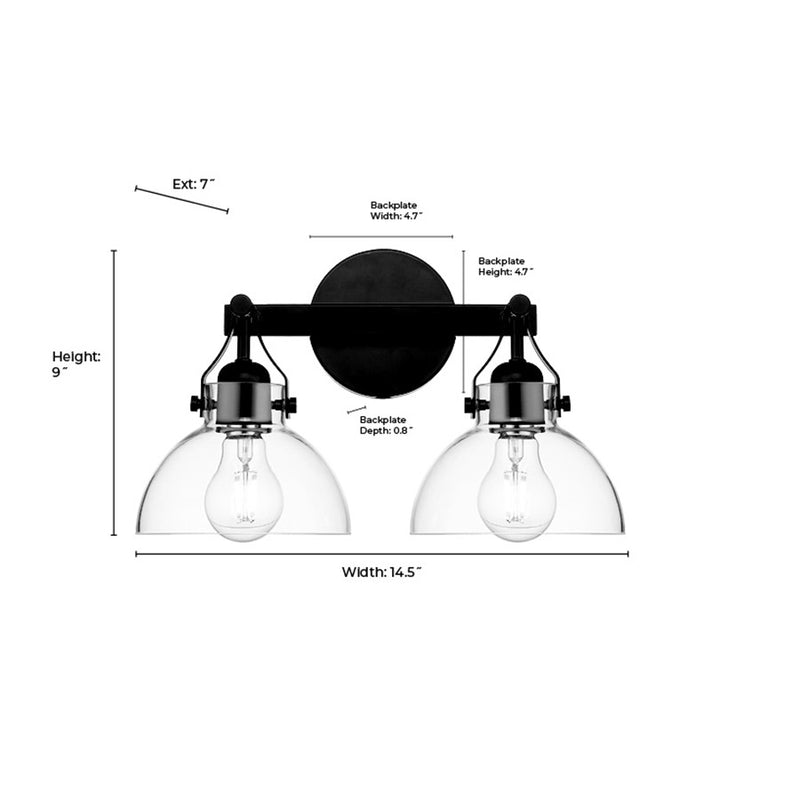 Millennium Lighting 2Lt 15" Vanity, Black