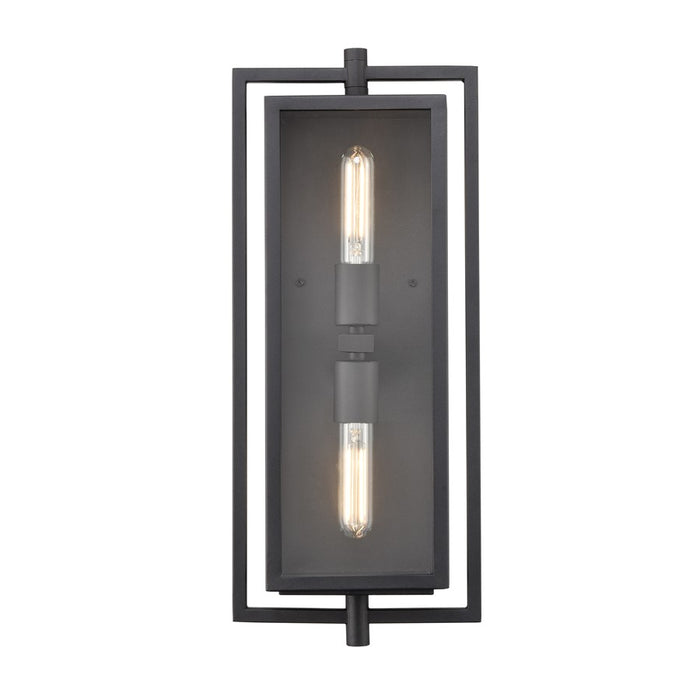 Millennium Lighting Rankin 2Lt Outdoor Wall Sconce, Black/Clear - 250002-TBK