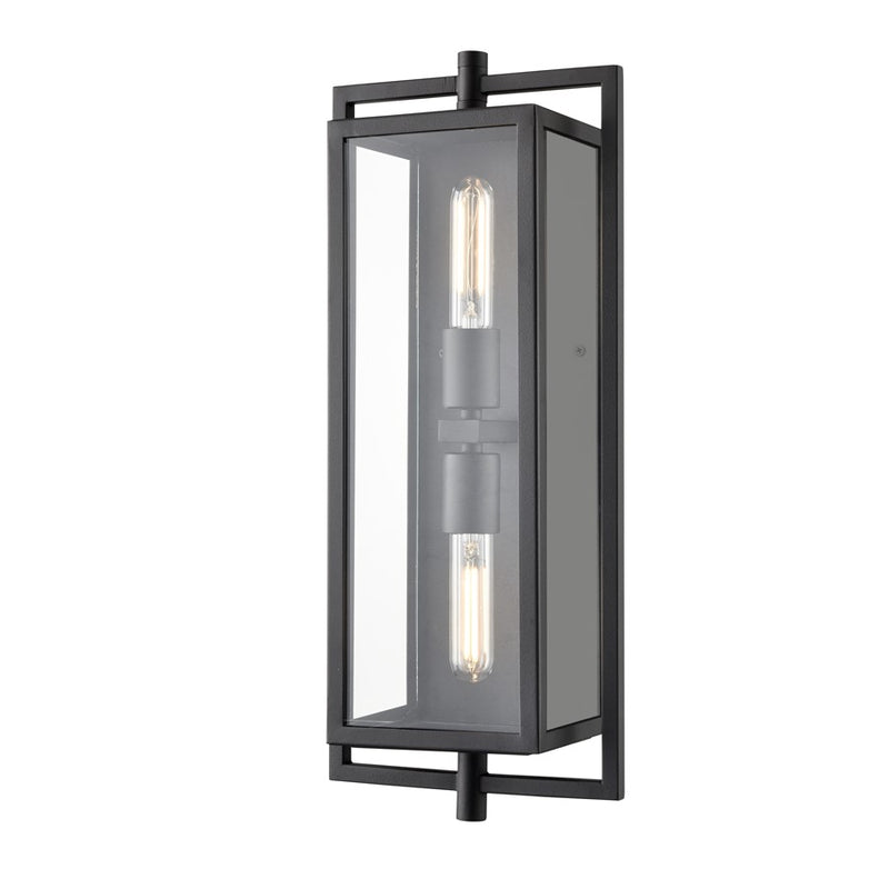 Millennium Lighting Rankin 2Lt Outdoor Wall Sconce, Black/Clear