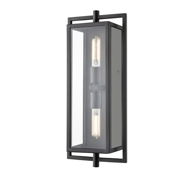 Millennium Lighting Rankin 2Lt Outdoor Wall Sconce, Black/Clear
