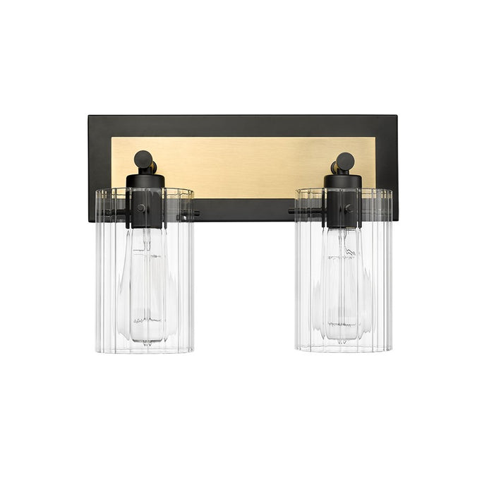 Millennium Lighting Gasol 2Lt Vanity, Black/Vintage Brass/Clear - 25002-MB-VB