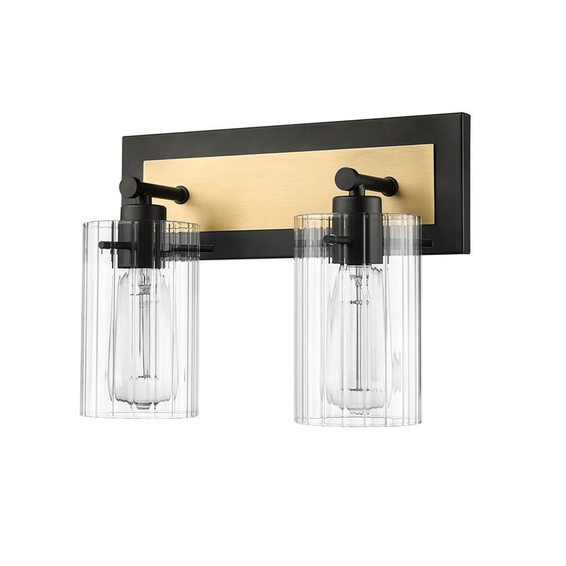 Millennium Lighting Gasol 2Lt Vanity, Black/Vintage Brass/Clear
