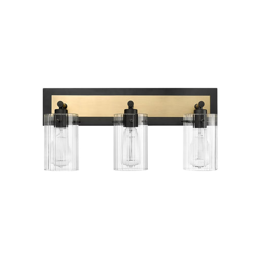 Millennium Lighting Gasol 3Lt Vanity, Black/Vintage Brass/Clear - 25003-MB-VB