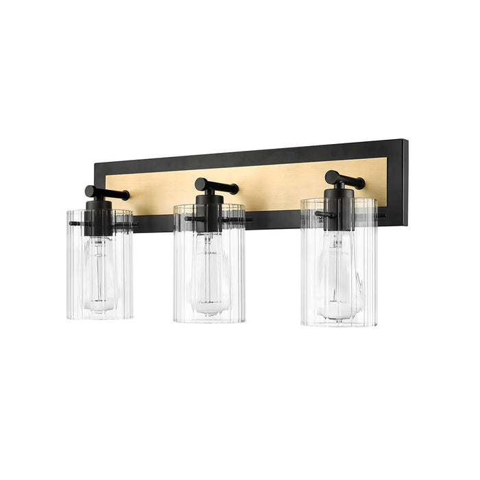 Millennium Lighting Gasol 3Lt Vanity, Black/Vintage Brass/Clear
