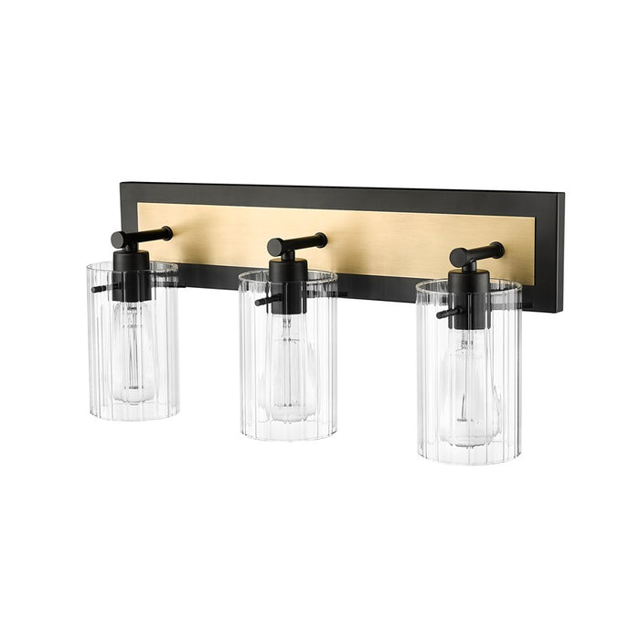 Millennium Lighting Gasol 3Lt Vanity, Black/Vintage Brass/Clear