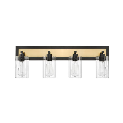 Millennium Lighting Gasol 4Lt Vanity, Black/Vintage Brass/Clear - 25004-MB-VB