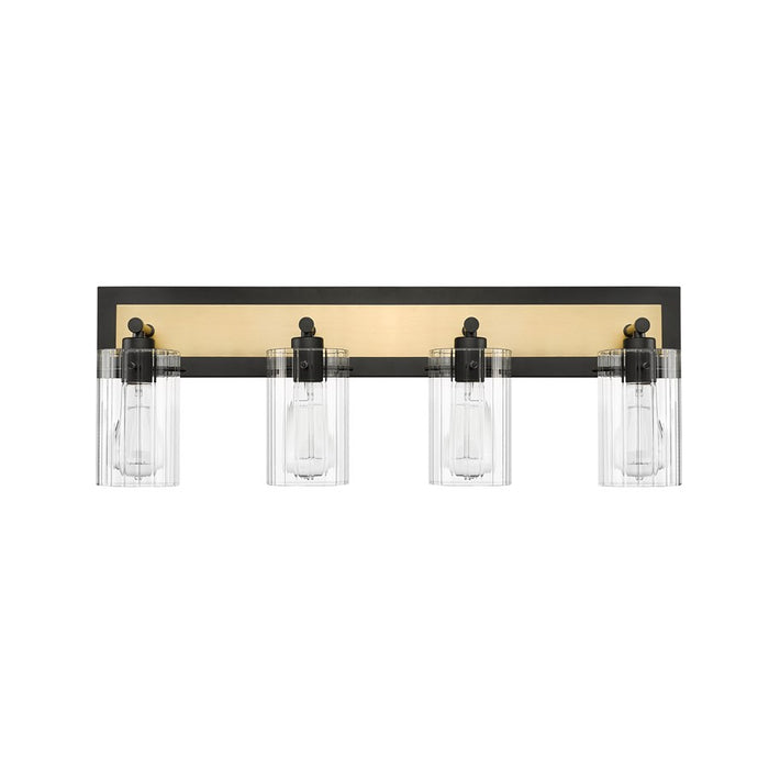 Millennium Lighting Gasol 4Lt Vanity, Black/Vintage Brass/Clear - 25004-MB-VB