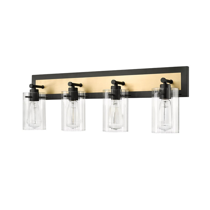 Millennium Lighting Gasol 4Lt Vanity, Black/Vintage Brass/Clear