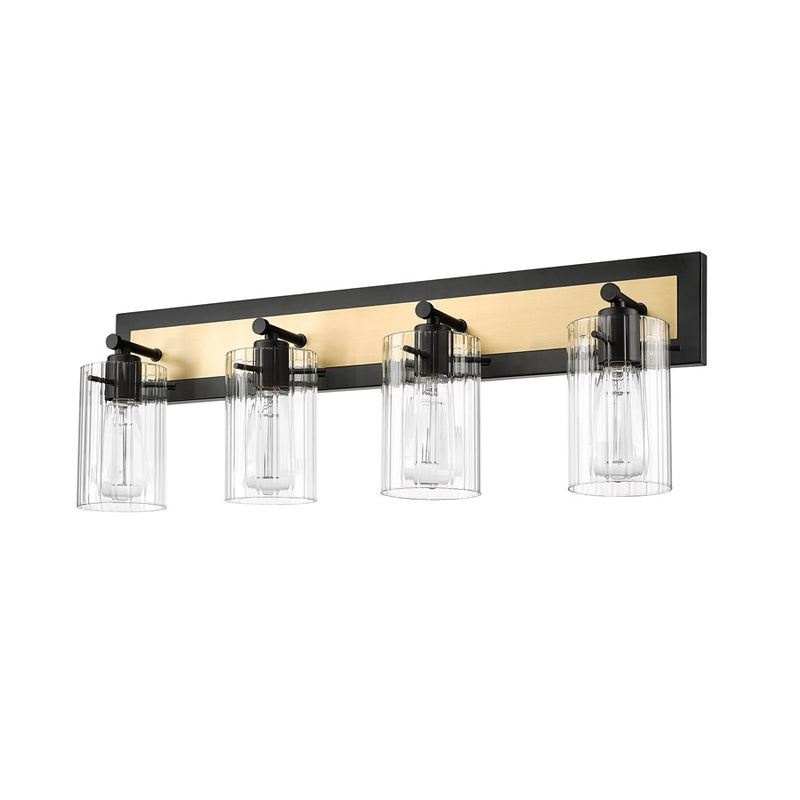 Millennium Lighting Gasol 4Lt Vanity, Black/Vintage Brass/Clear
