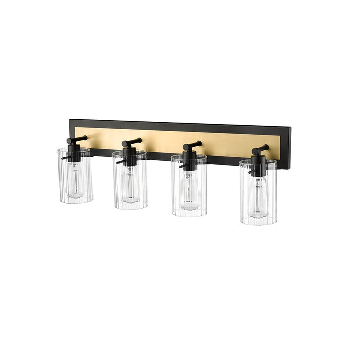 Millennium Lighting Gasol 4Lt Vanity, Black/Vintage Brass/Clear