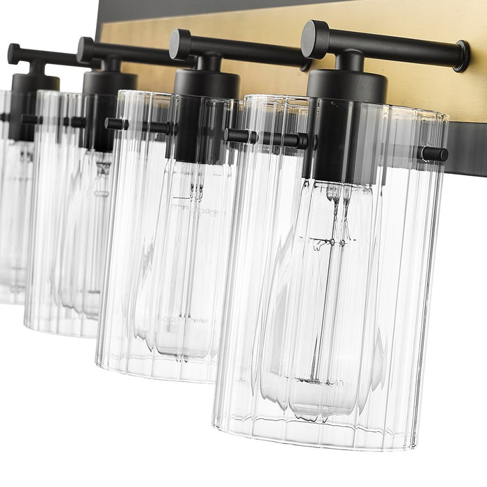 Millennium Lighting Gasol 4Lt Vanity, Black/Vintage Brass/Clear