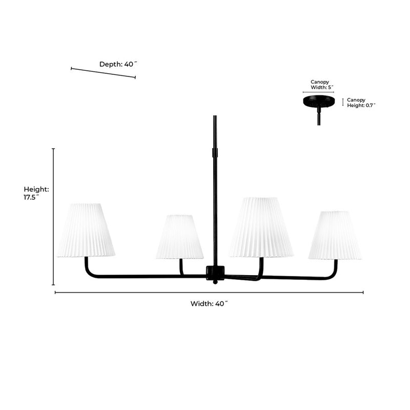 Millennium Lighting Ami 4Lt 40" Chandelier, Black/White