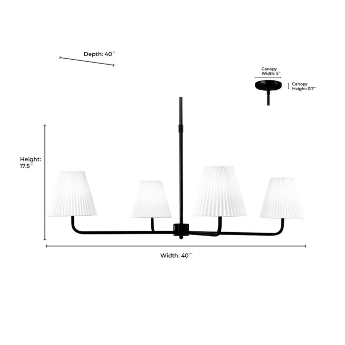 Millennium Lighting Ami 4Lt 40" Chandelier, Black/White