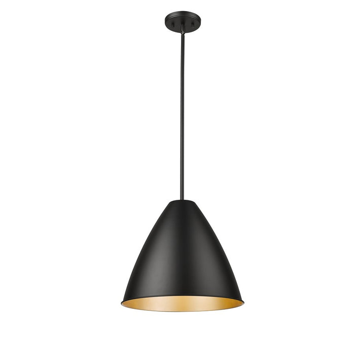 Millennium Lighting Kayman 1Lt 15" Pendant, Black/ Gold - 25201-MB