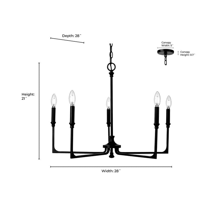 Millennium Lighting Azara 5Lt 28" Chandelier, Black