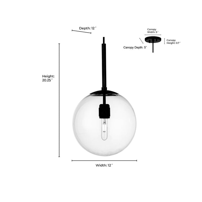Millennium Lighting Kairo 1Lt 12" Pendant, Black/Clear