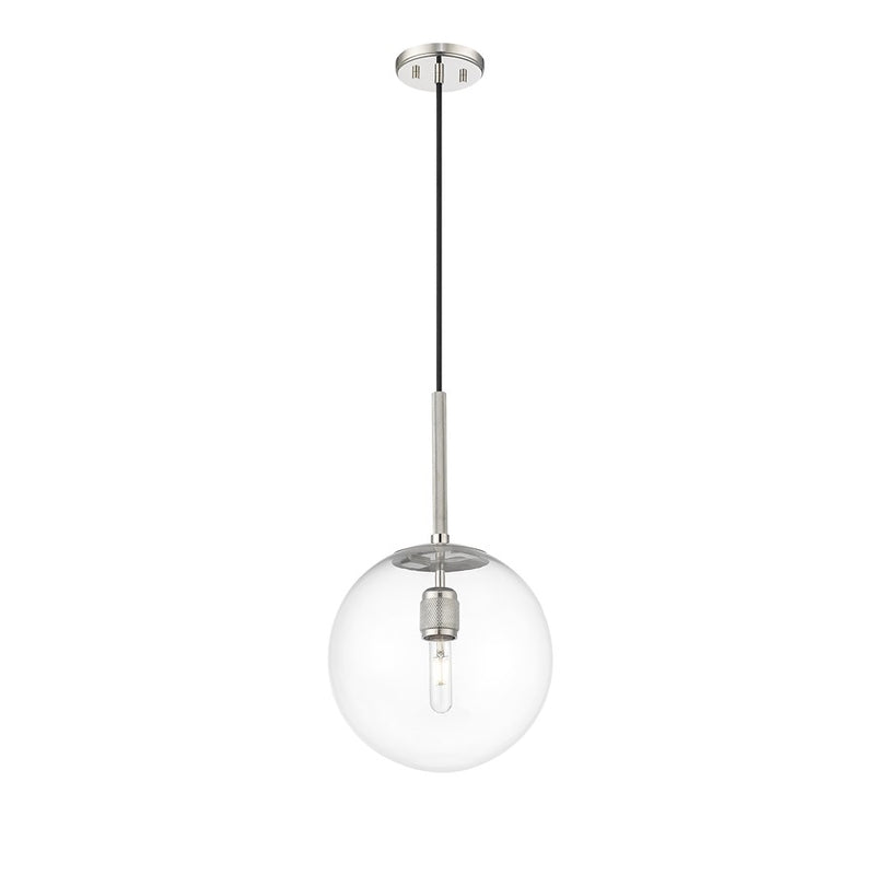 Millennium Lighting Kairo 1Lt 12" Pendant, Polished Nickel/Clear - 25401-PN