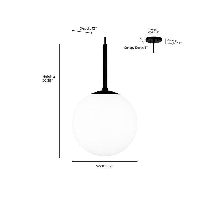 Millennium Lighting Kairo 1Lt 12" Pendant, Brushed Nickel/Shiny Opal