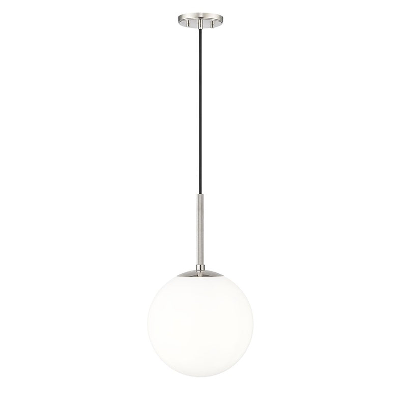 Millennium Lighting Kairo 1Lt 12" Pendant, Polished Nickel/Shiny Opal