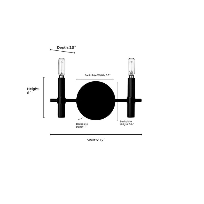 Millennium Lighting Skyva 2Lt 6" Vanity, Black