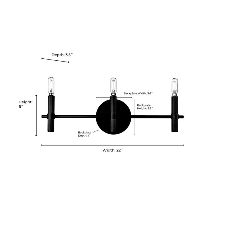 Millennium Lighting Skyva 3Lt 6" Vanity, Black