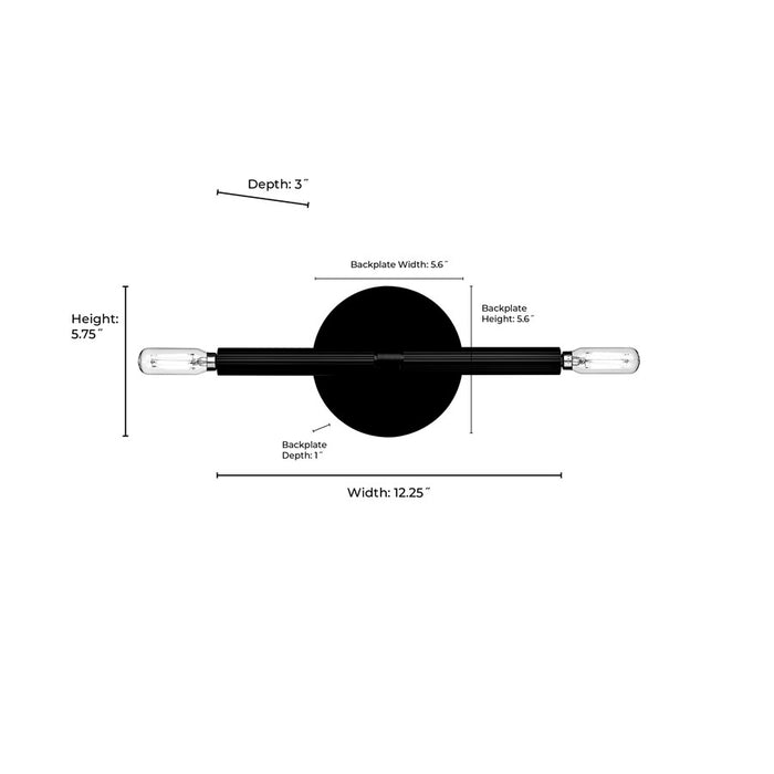 Millennium Lighting Skyva 2Lt 6" Wall Sconce, Black