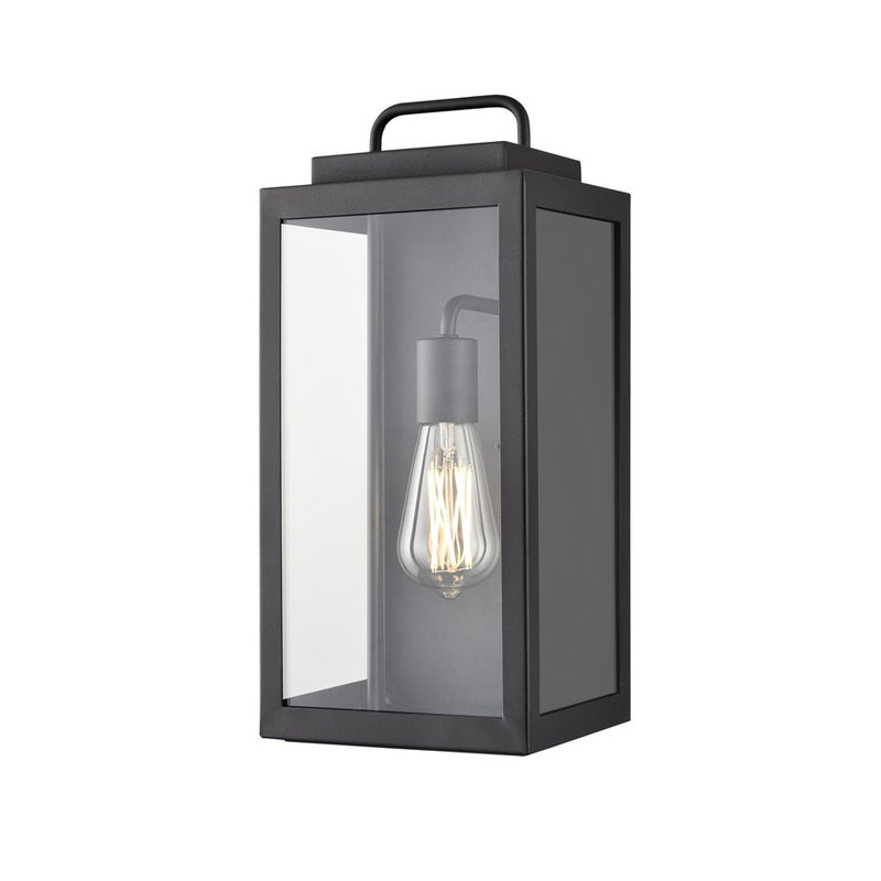 Millennium Gallatin 1Lt 16" Outdoor Wall Sconce, Black/Clear