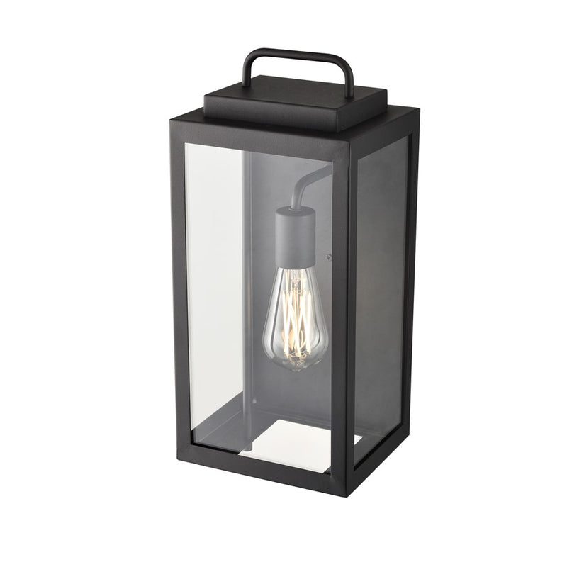 Millennium Gallatin 1Lt 16" Outdoor Wall Sconce, Black/Clear