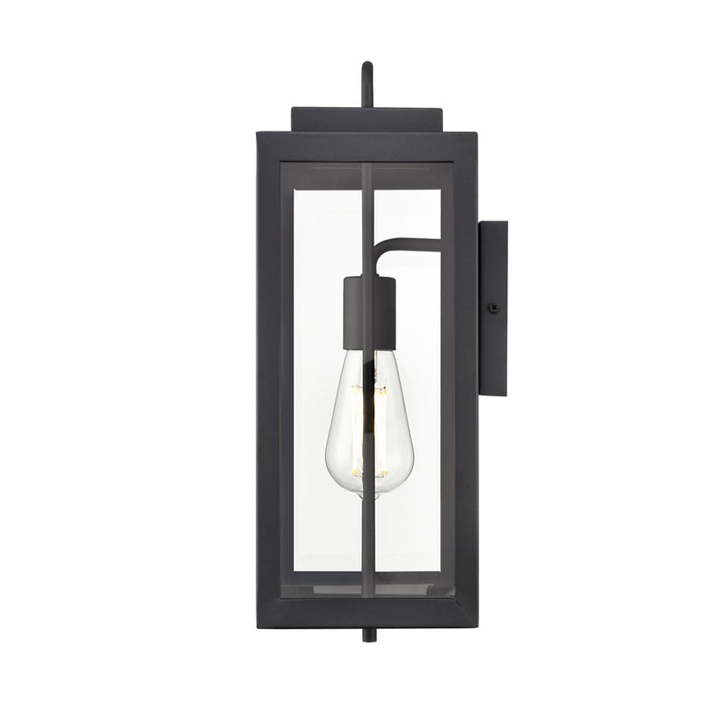 Millennium Gallatin 1Lt 16" Outdoor Wall Sconce, Black/Clear