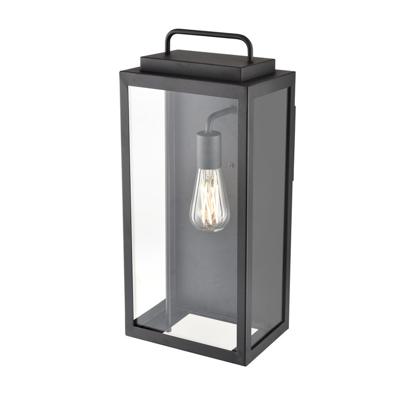 Millennium Gallatin 1Lt 19" Outdoor Wall Sconce, Black/Clear