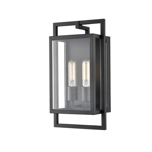 Millennium Lighting Agatha 2Lt 16" Outdoor Wall Sconce, Black/Clear