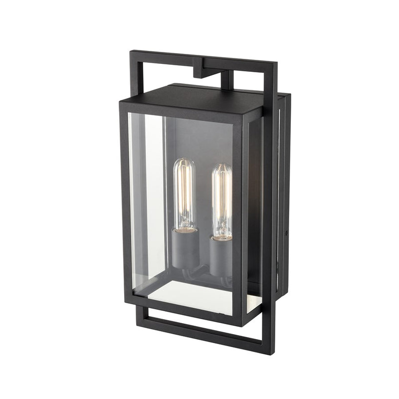 Millennium Lighting Agatha 2Lt 16" Outdoor Wall Sconce, Black/Clear