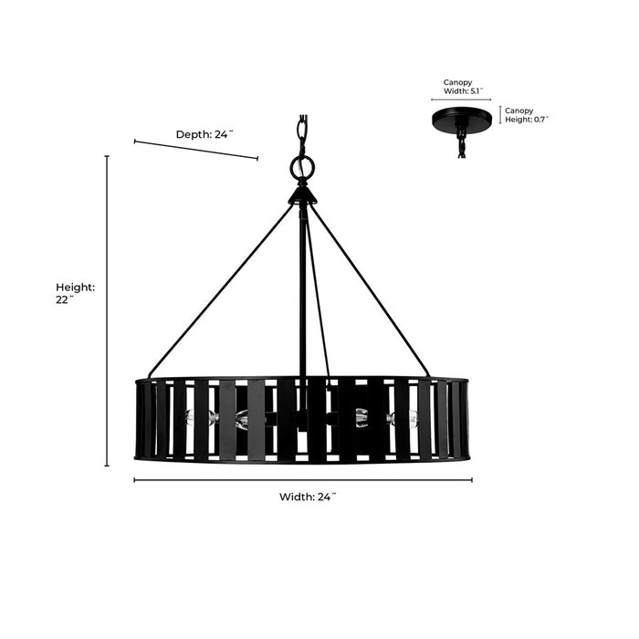 Millennium Lighting Stella 6Lt Chandelier, Black