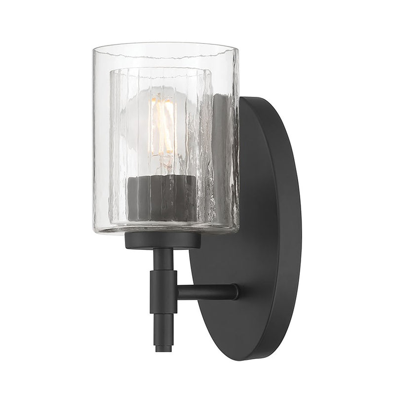 Millennium Solventa 1Lt Wall Sconce, Black/Clear Ribbed & Clear - 270101-MB