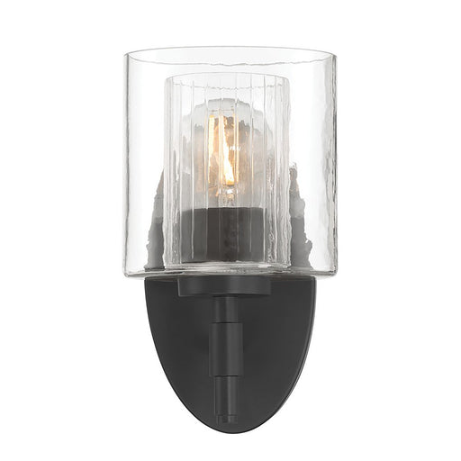 Millennium Solventa 1Lt Wall Sconce, Black/Clear Ribbed & Clear