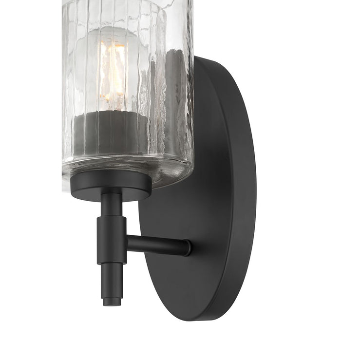 Millennium Solventa 1Lt Wall Sconce, Black/Clear Ribbed & Clear