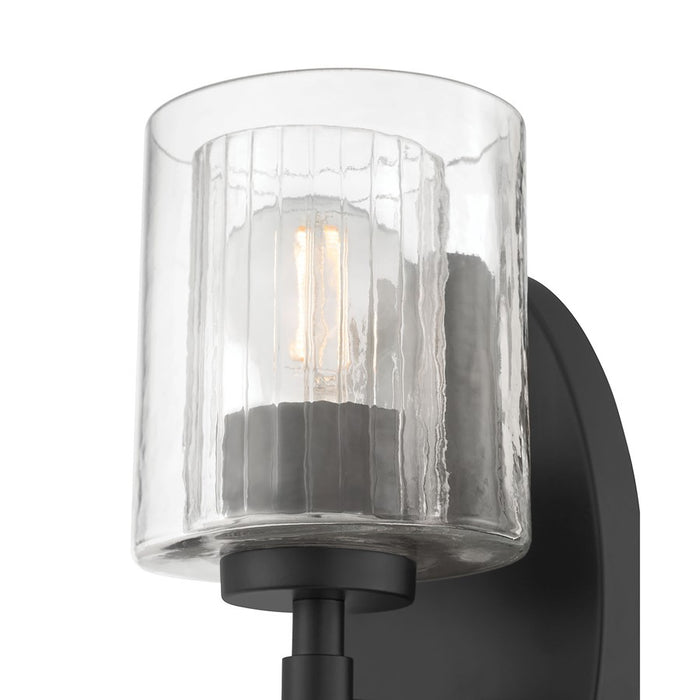 Millennium Solventa 1Lt Wall Sconce, Black/Clear Ribbed & Clear
