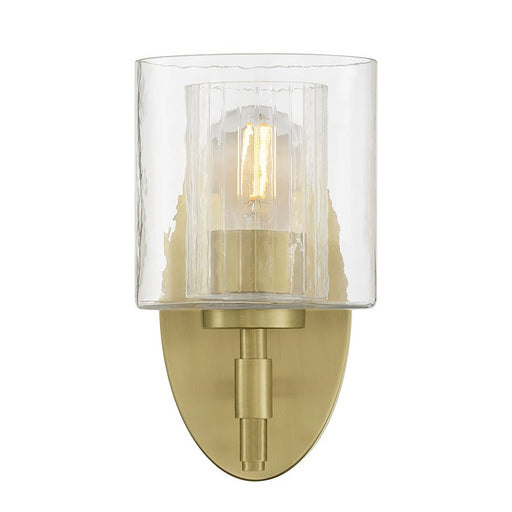 Millennium Solventa 1Lt Wall Sconce, Brass/Clear Ribbed & Clear