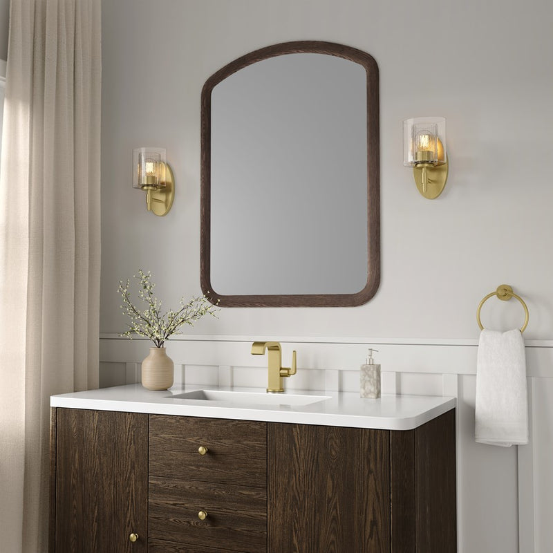 Millennium Solventa 1Lt Wall Sconce, Brass/Clear Ribbed & Clear