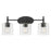 Millennium Solventa 3Lt Bathroom Vanity Light, Black/Clear Ribbed