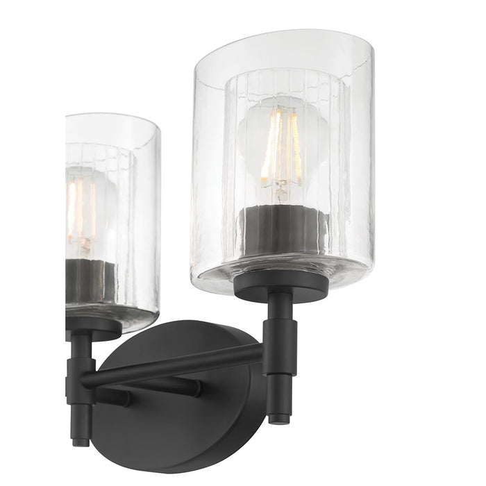 Millennium Solventa 3Lt Bathroom Vanity Light, Black/Clear Ribbed