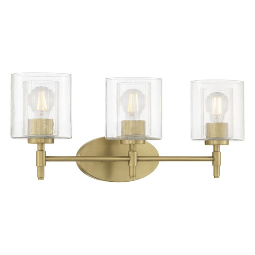 Millennium Solventa 3Lt Bathroom Vanity Light, Brass/Clear Ribbed - 270103-VB
